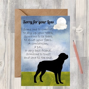 Rottweiler Hund A6 (10 x 16") Sympathiekarte (Blanko Innen) von Starprint Geschenke und Designs. Leer, um Ihre eigene Nachricht hinein zu schreiben.