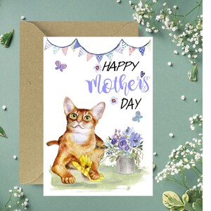 Abessinier Katze( Nr. 2) Muttertagskarte (Blank Inside) von Starprint Geschenke und Designs. Leer, um Ihre eigene Nachricht hinein zu schreiben.