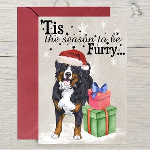 Berner Sennenhund A6 Weihnachtskarte (Blanko Innen) von Starprint Geschenke und Designs. Viel Platz für die eigene Botschaft drinnen.