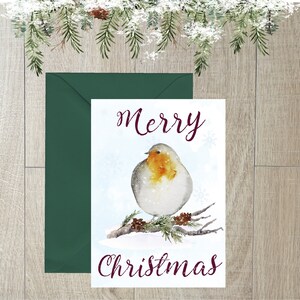 Merry Christmas Robin A6 (4"x 6 ») Carte de Noël (Blank Inside) par Starprint Gifts and Designs. Beaucoup d’espace pour votre propre message à l’intérieur.
