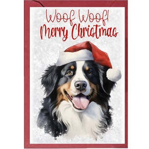 Berner Sennenhund A6 Weihnachtskarte (innen leer) von Starprint Geschenke und Designs. Platz für Deine eigene Nachricht auf der Innenseite.