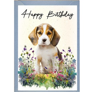 Beagle Dog Verjaardagskaart /Notelet (6"x 4") met Envelop - Ideaal voor elke gelegenheid. Kan leeg worden gelaten indien gewenst of gepersonaliseerd
