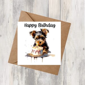 Carte d'anniversaire pour chien Yorkshire Terrier 6 x 6 po. - Cadeaux et designs empreinte d'étoiles. De la place pour votre propre message à l'intérieur. Peut être personnalisé.