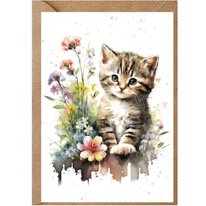 Gepersonaliseerde mooie kat (2) wenskaart /notelet (6 "x 4") met envelop - ideaal voor elke gelegenheid. Kan desgewenst blanco worden gelaten