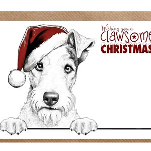 Fox Terrier Dog A6 (4"x 6") Griffe une carte de Noël (intérieur vierge) par Starprint Gifts and Designs.