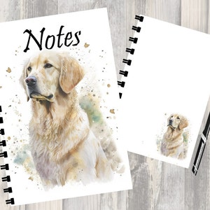 Gepersonaliseerde Golden Retriever Dog Notebook / Kladblok met afbeelding op elke pagina - Geweldig cadeau voor elke hondenliefhebber