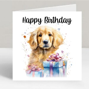 Carte d'anniversaire Golden Retriever Dog 6 x 6 po. - Cadeaux et designs avec empreintes d'étoiles. De la place pour votre propre message à l'intérieur. Peut être personnalisé.