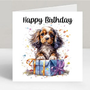 Carte d'anniversaire Cavalier King Charles Spaniel Dog 6 x 6 po - Cadeaux et designs empreinte d'étoiles. De la place pour votre propre message à l'intérieur. Peut être personnalisé.