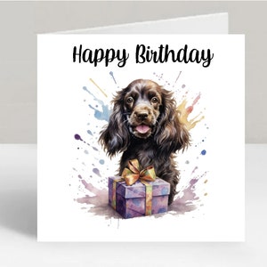 Carte d'anniversaire pour chien Cocker Spaniel de 15 x 15 cm (6 po. x 15 po.) - Cadeaux et designs sérigraphiés. De la place pour votre propre message à l'intérieur. Peut être personnalisé.