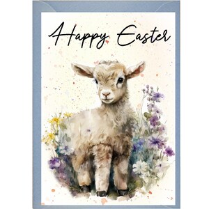 Biglietto di auguri/notelet di Pasqua personalizzato con capretta (1) (6"x 4") con busta - Ideale per ogni occasione. Se si preferisce, può essere lasciato vuoto