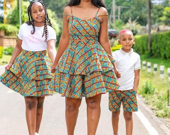 Family Ankara Set, African Print Family Outfit, African Wedding Outfit for Family, pre-wedding photoshoot Ankara Outfit