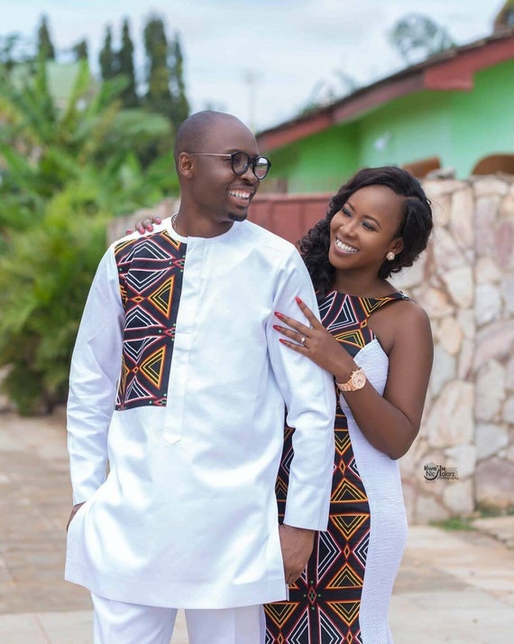 African Couples Matching Outfit, African Couples Clothing,african Print  Couples Clothing for Photoshoot, Couples Engagement Matching Outfits 