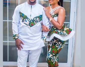 Couple Outfit, African Print Couple Outfit, Prom Couple Outfit, Reception dress, Weddings, Family photoshoot, Matching outfits, Christmas