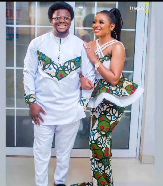 Couple Outfit, African Print Couple Outfit, Prom Couple Outfit, Reception  dress, Weddings, Family photoshoot, Matching outfits, Christmas