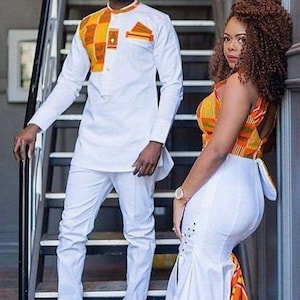 Couple Ankara Set, African Print Couple Outfit, Prom Couple Outfit, African Wedding Outfit for Couple, pre-wedding photoshoot Ankara Outfit