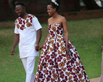 Couple Ankara Set, African Print Couple Outfit, Prom Couple Outfit, African Wedding Outfit for Couple, pre-wedding photoshoot Ankara Outfit