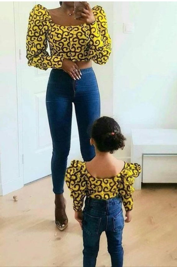 Conjunto de mam e hija Traje familiar de estampado africano Sesi n de fotos familiar Traje de Ankara Bodas Navidad Vacaciones