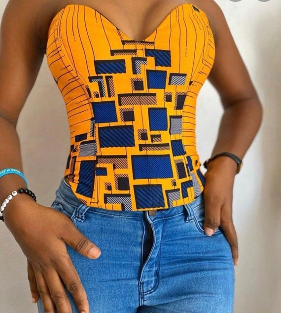 African Print Corset top for Women, Ankara corset top for women, Corset  tops for Summer, Ankara corset Tops for the holidays