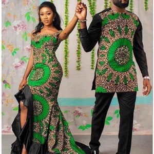 Couple Ankara Set, African Print Couple Outfit, Prom Couple Outfit, African Wedding Outfit for Couple, pre-wedding photoshoot Ankara Outfit