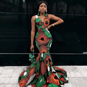 African Print Gown, Ankara gown for traditional wedding, African mermaid Gown, African Fit and Flare grown, African wedding gown