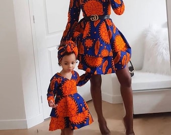 Custom-made Mother- Daughter Set, African Print Family Outfit, Family photoshoot Ankara Outfit, Weddings, Christmas, Holiday