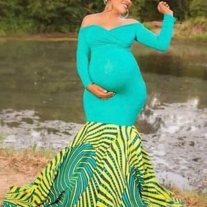 African Print Gown, , African mermaid Gown, Baby shower gown, African wedding gown,Party dress, maternity dress