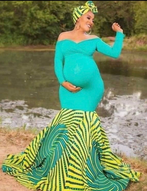 African Print Gown African Mermaid Gown Baby Shower Gown African Wedding Gown party Dress Maternity Dress Etsy