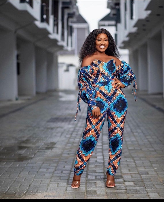 Afrikeseri African Print Jumpsuit with a matching ankara Kimono jacket –  Afrikeseri Kollections