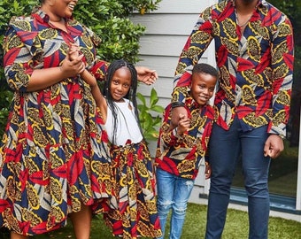 Family Ankara Set, African Print Family Outfit, Couple Ankara outfit, Matching outfits, Family photoshoot, Christmas photoshoot, Dashiki