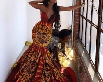 Ankara Mermaid Dress, African wedding dress, dress for wedding guest, dress for African Wedding, Waianae themed dresss