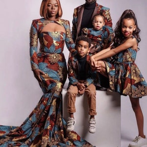Family Ankara Set, African Print Family Outfit, African Wedding Outfit for Family, pre-wedding photoshoot Ankara Outfit