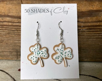 St. Patrick's Day Earrings, Shamrock Sugar Cookie Earrings, St. Paddy's Day Earrings, St. Patty's Day Earrings, Cookie Earrings