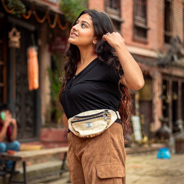 Himalayan Pure Hemp Fanny Pack | Boho Minimalist Cute Wallet Men EDC Pouch Women | Bum Bag Waist Bag, Durable Y2K Sling Bags | Hippie Gifts
