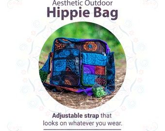 Aesthetic Mandala Patchwork Crossbody Bag, Hippie Travel Bag with Pockets | Durable & Stylish Handcrafted Unique Artistic Gifts for Teacher