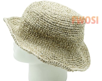 Handmade Foldable Hemp Hat- Eco-friendly Boho Wide Brim Summer Beach Hat- Unisex Crochet Packable Bucket Hat- Cute Vegan Gift For Her