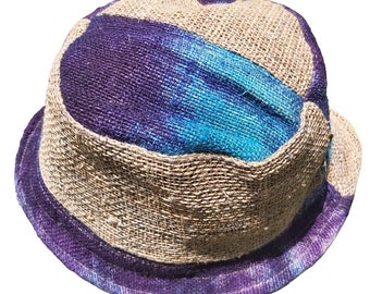 Purple Dye Cool Bucket Hat 100% Organic Hemp Sun Hat | Casual Boho Beach Day Outfit | Gift for Him | Baseball Summer Hat | Unisex Hippie Hat