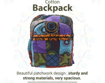 100% Cotton Patchwork Unique design Himalayan Hemp Backpack Small Backpack Hippie Backpack Festival Backpack | Gift for Him | FREE SHIPPING