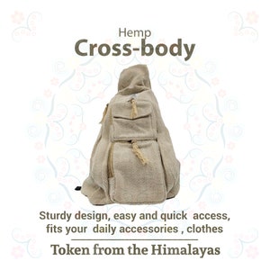 Lightweight Casual Crossbody Organic Bag-Handmade from Eco-friendly & Durable Hemp-Hippie Boho Festival, Travel Bag-Vegan Cute Gift for Her