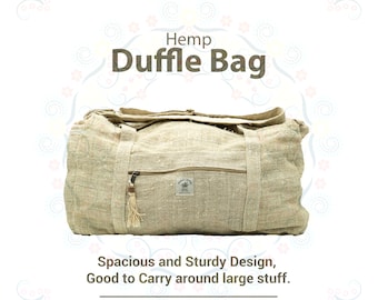 Eco-friendly Hemp Duffle Bags-Handmade Boho Hippie Satchel for Travel and Carrying Gear-Multipocket & Multipurpose Carryall Bag-Gift for Men