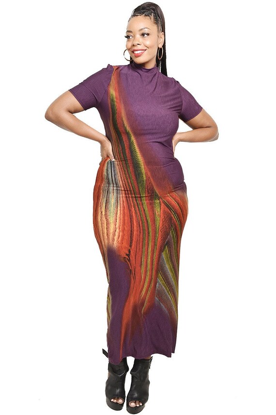 Plus Size Mock Neck Maxi Dress