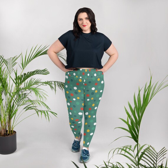 BBW Cute Christmas Stripe Print Plus Size Leggings 2x 3x 4x 5x 6x