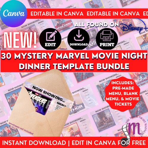 50 Dinner and a Movie Menus Digital Download Dinner Date Etsy