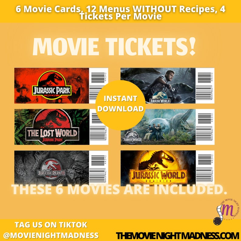6 Mystery Dinner and Movie Printable Cards Tickets and Menus Etsy