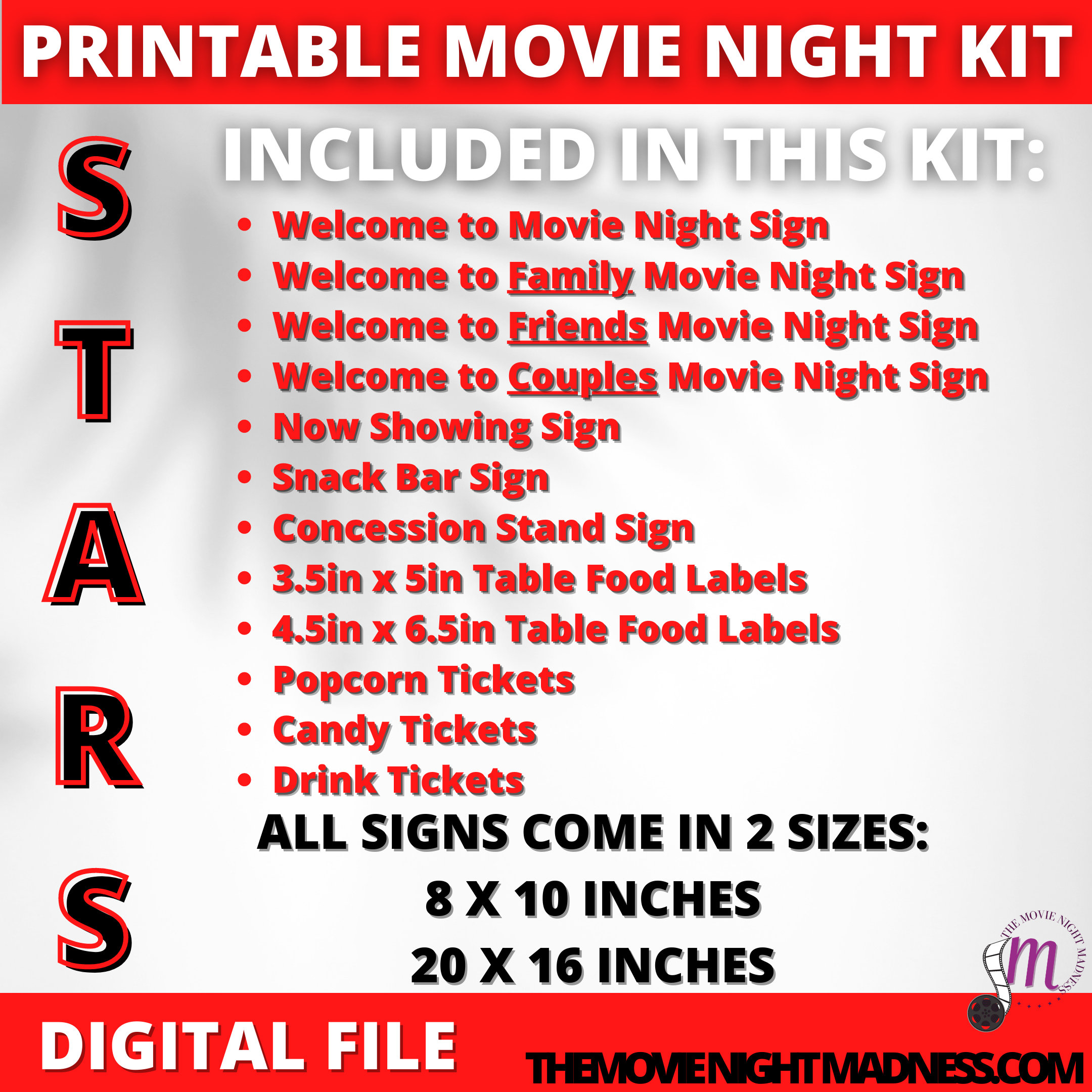 Movie Night Signs Printable