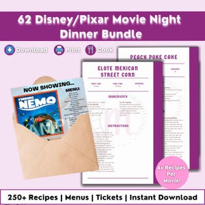 62 Mystery Dinner & Movie Night Cards with Recipes | Printable Date Night |  Party | Digital Download