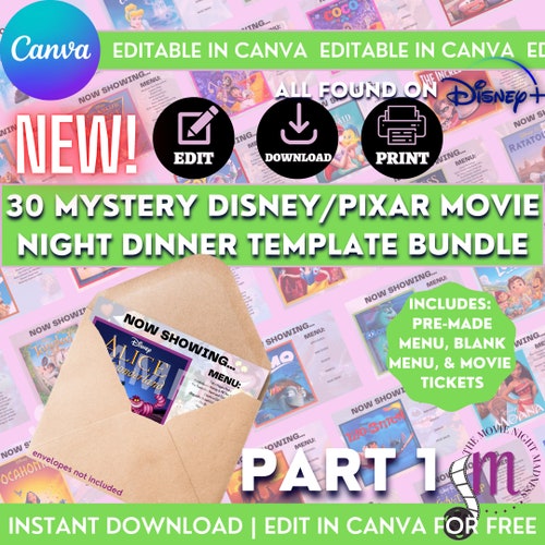 50 Dinner and a Movie Menus Digital Download Dinner Date - Etsy