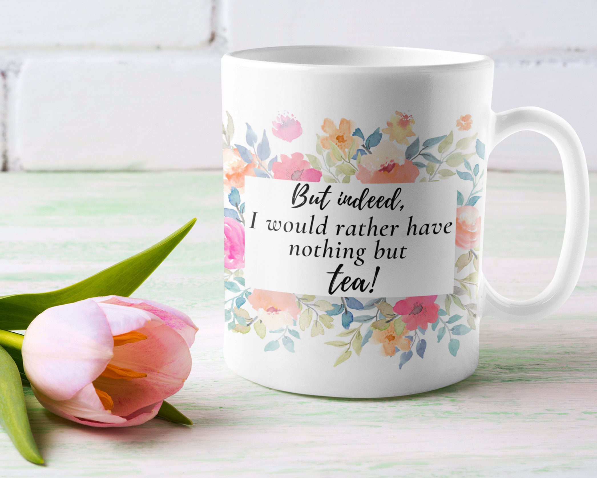 Tea Book Lover Mug - Bookworm & Tea Drinker Gift Bookclub Literary Jane Austen Quote 11Oz