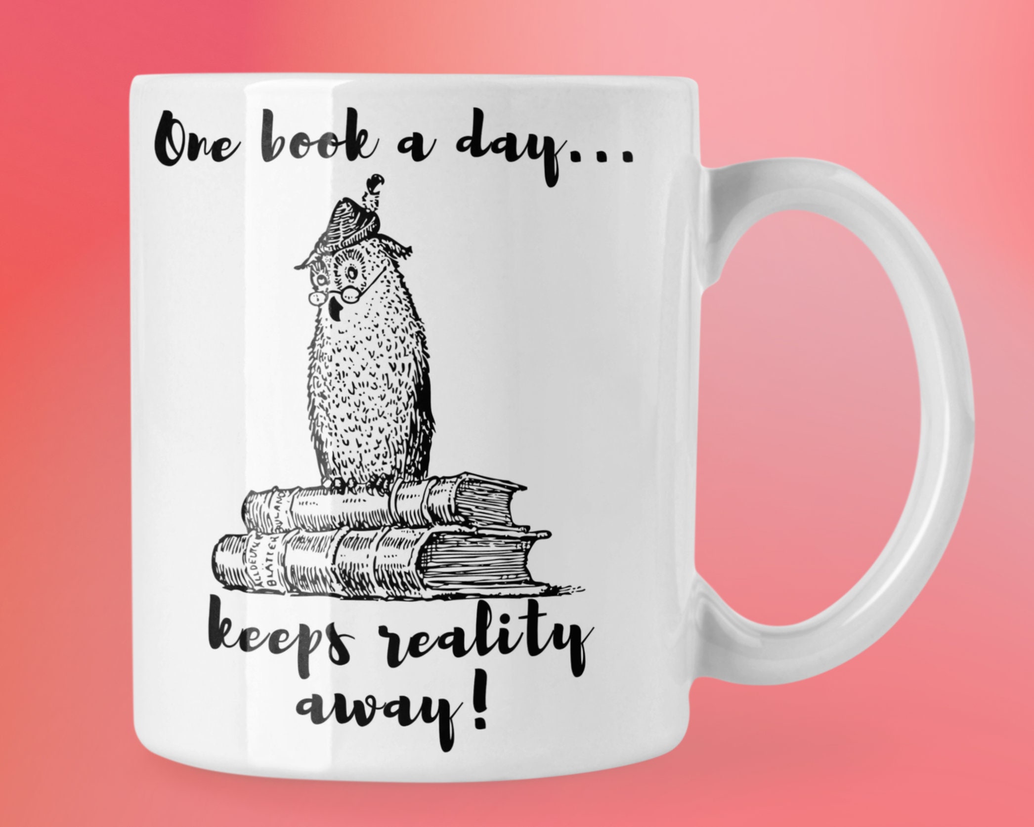 Tea Book Lover Mug - Bookworm & Tea Drinker Gift Bookclub Literary 11Oz