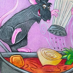 Chef Remy - Ratatouille - Character Illustrations - Disney Illustrations - Art - Colored Pencil - Oil Paint - Disney - Art - Illustration