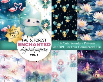 Fairy Forest Seamless Pattern: Magic Fantasy Digital Paper (Digital Download)